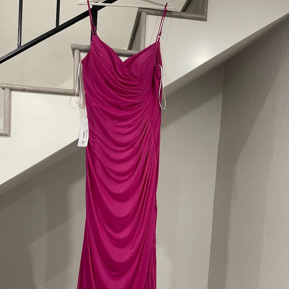 Azazie Fuchsia Draped Maxi Dress